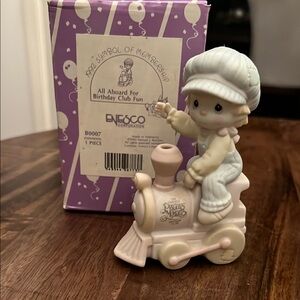 Enesco Precious Moments Figurine - All Aboard for Birthday Club Fun